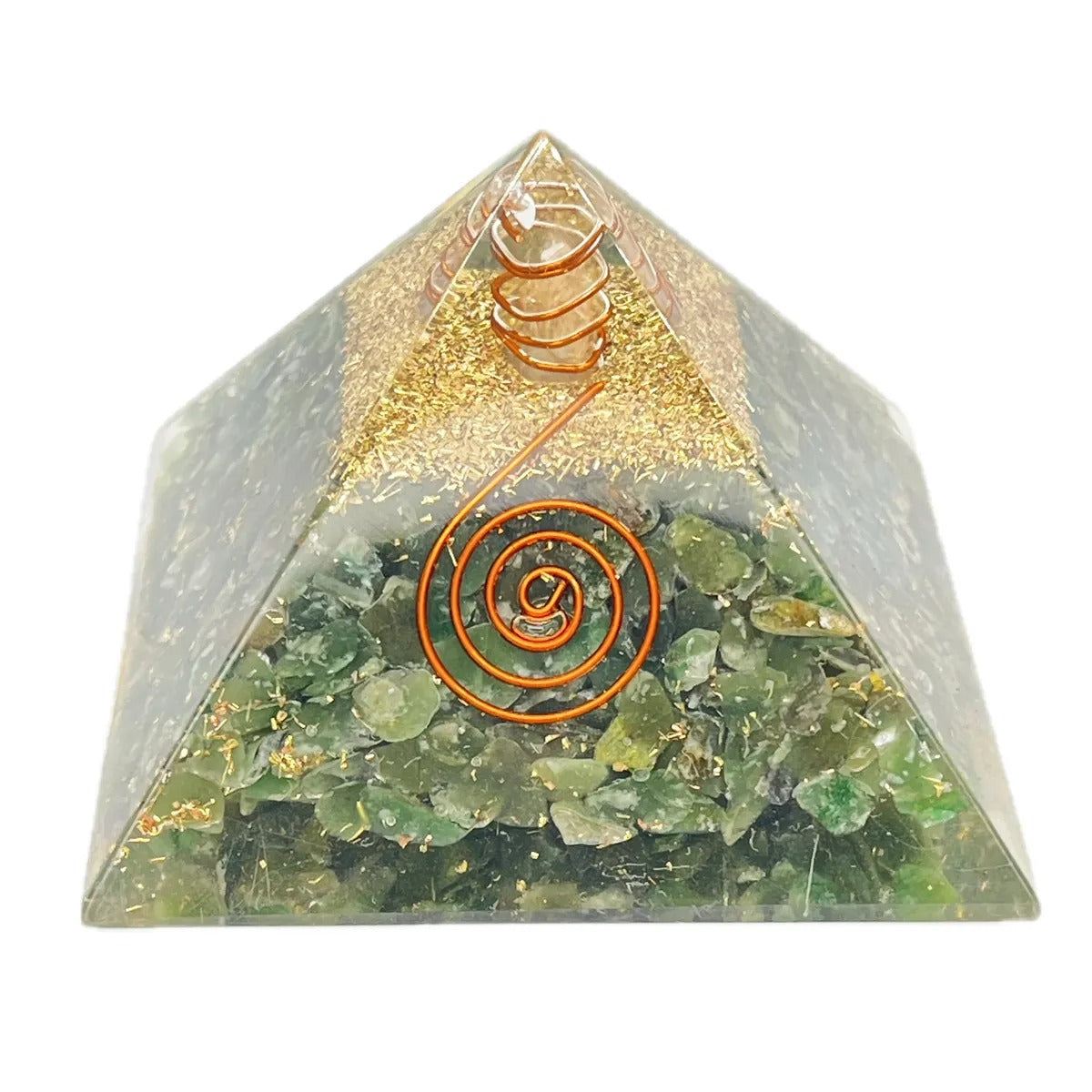 Green Jade Crystal Orgonite Pyramid Energy Healing For Spiritual Healing
