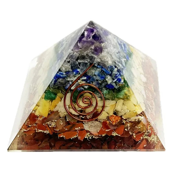 Multicolor Seven Chakras Orgonite Pyramid Balance Your Energy For Spiritual Healing