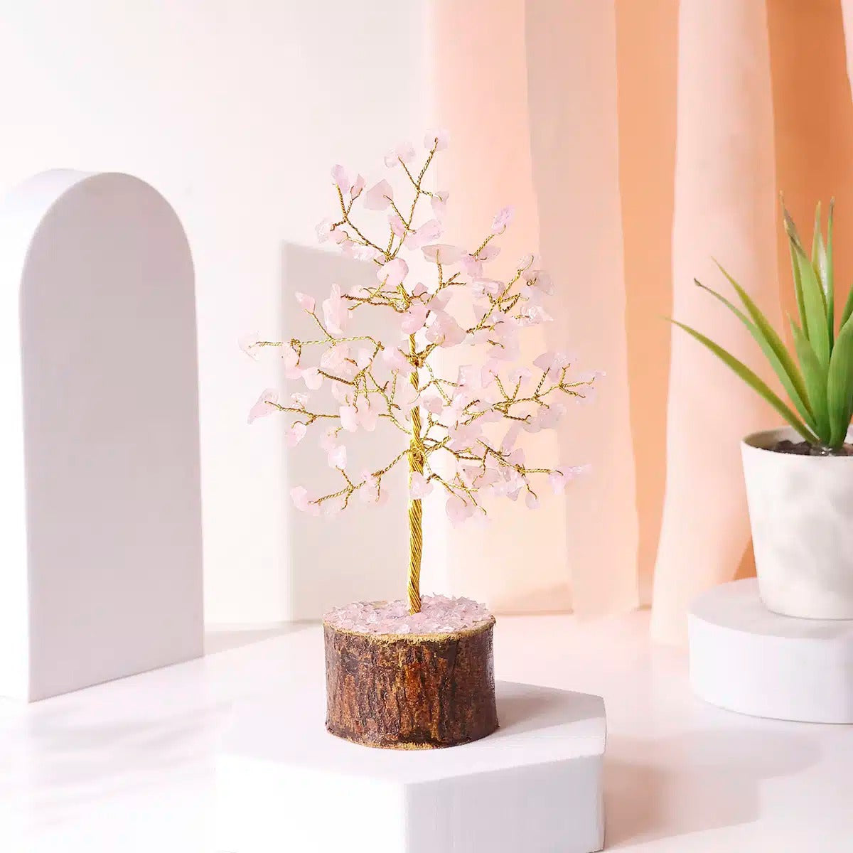 Rose Quartz Tree Gold Wire – 100 Beads