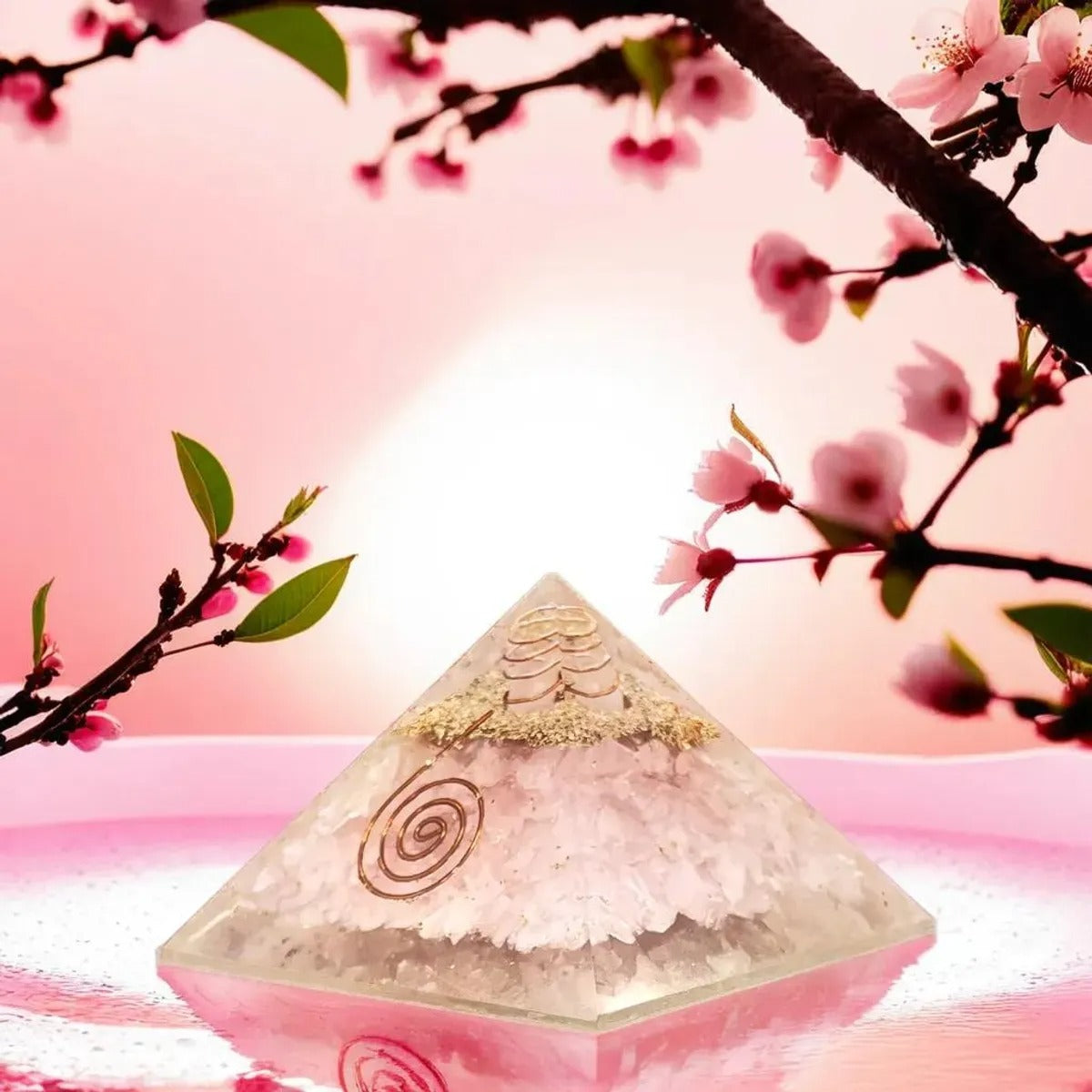 Pink Rose Quartz Orgonite Pyramid Energy Healing Crystal For Spiritual Healing