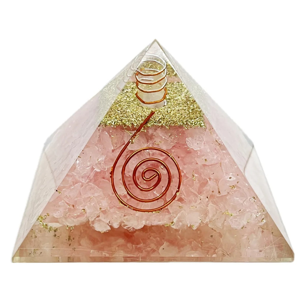 Pink Rose Quartz Orgonite Pyramid Energy Healing Crystal For Spiritual Healing