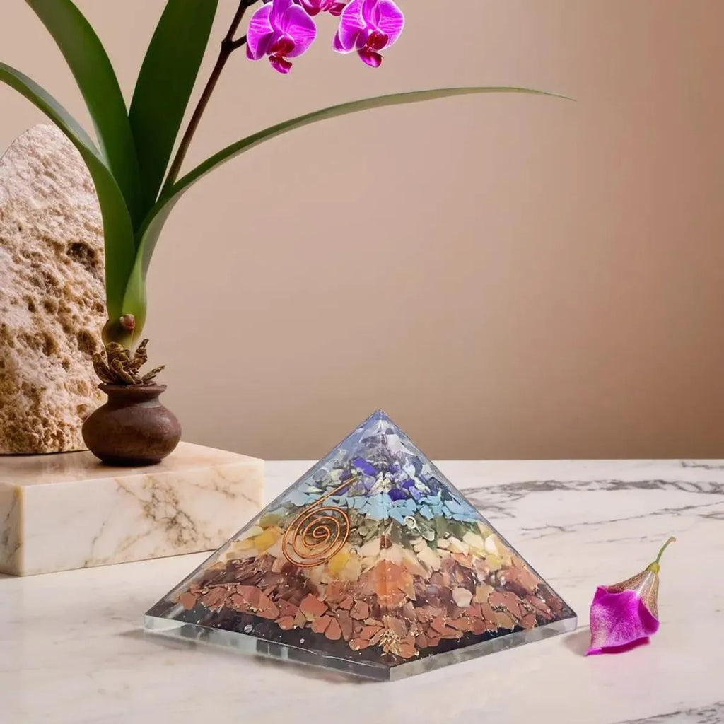 Multicolor Seven Chakras Orgonite Pyramid Balance Your Energy For Spiritual Healing